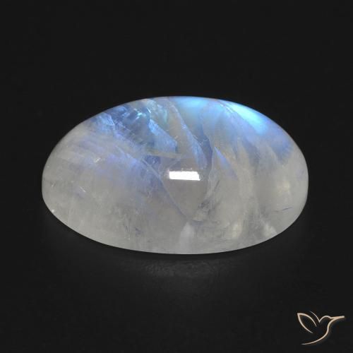 Pietra di luna arcobaleno Bianco bluastro naturale da 14.99 ct, Ovale, Trasparente