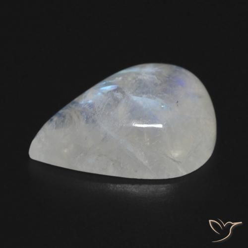 Pietra di luna arcobaleno Bianco bluastro naturale da 13.49 ct, Forma a pera, Trasparente