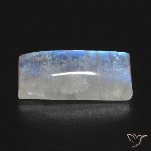 Pietra di luna arcobaleno Bianco bluastro naturale da 11.11 ct, Taglio a baguette, Trasparente
