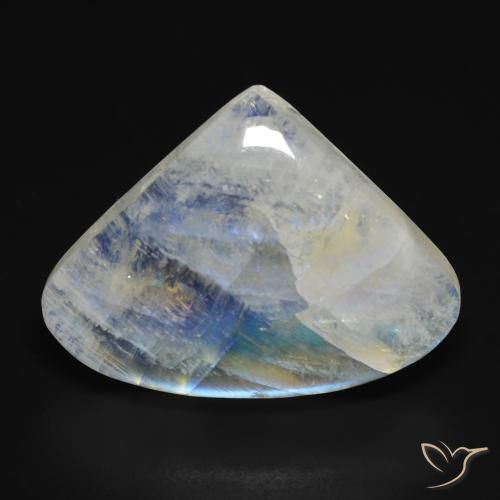 16.04ct Naturale Bianco bluastro Pietra di luna arcobaleno, Forma a pera, Trasparente