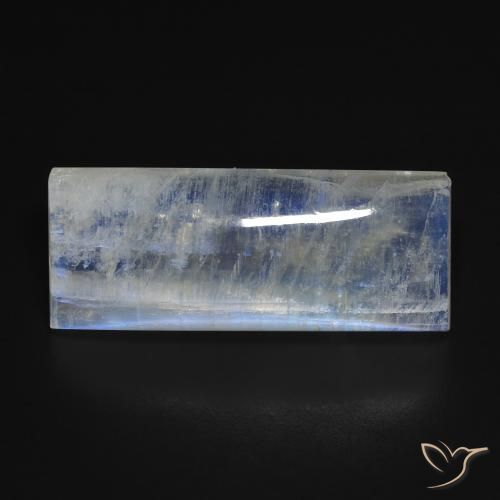 13.71ct Naturale Bianco bluastro Pietra di luna arcobaleno, Taglio a baguette, Trasparente