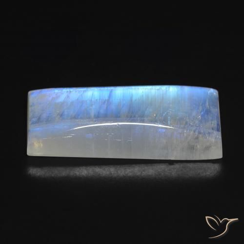 Pietra di luna arcobaleno Bianco bluastro naturale da 13.71 ct, Taglio a baguette, Trasparente