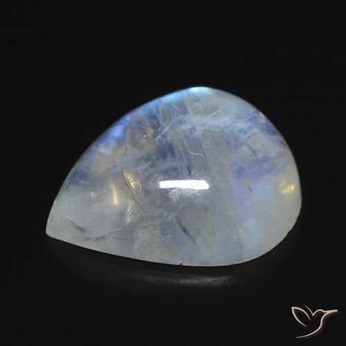 Pietra di luna arcobaleno Bianco bluastro naturale da 9.14 ct, Forma a pera, Trasparente