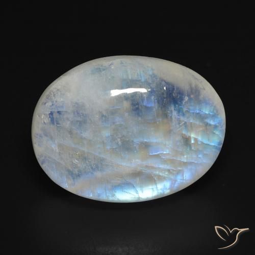 15.57ct Naturale Bianco bluastro Pietra di luna arcobaleno, Ovale, Trasparente