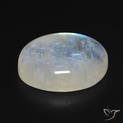 Pietra di luna arcobaleno Bianco bluastro naturale da 15.57 ct, Ovale, Trasparente