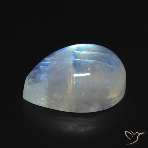 Pietra di luna arcobaleno Bianco bluastro naturale da 8.44 ct, Forma a pera, Trasparente