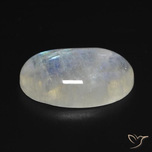 Pietra di luna arcobaleno Bianco bluastro naturale da 13.28 ct, Ovale, Trasparente