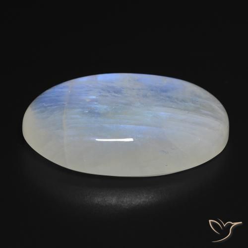 Pietra di luna arcobaleno Bianco bluastro naturale da 25.43 ct, Ovale, Trasparente
