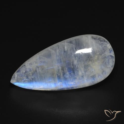 Pietra di luna arcobaleno Bianco bluastro naturale da 10.97 ct, Forma a pera, Trasparente