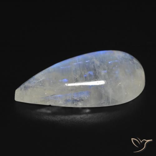 Pietra di luna arcobaleno Bianco bluastro naturale da 10.97 ct, Forma a pera, Trasparente