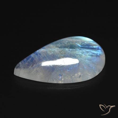 Pietra di luna arcobaleno naturale bianco da 8,18 ct, taglio a pera, trasparente