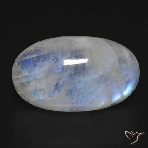 17.81ct Naturale Bianco bluastro Pietra di luna arcobaleno, Ovale, Trasparente