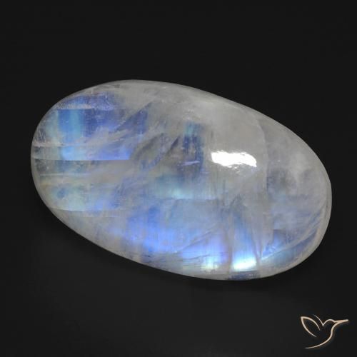 Pietra di luna arcobaleno Bianco bluastro naturale da 17.81 ct, Ovale, Trasparente