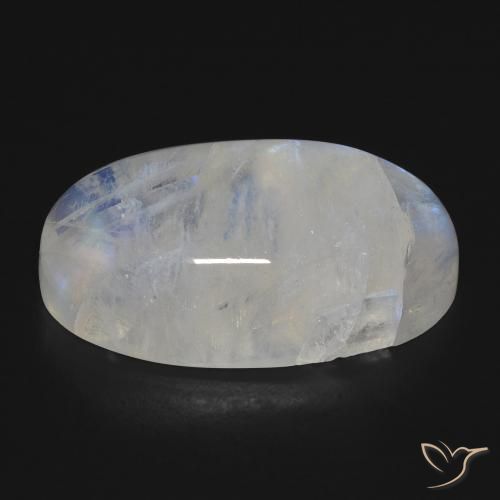 Pietra di luna arcobaleno Bianco bluastro naturale da 17.81 ct, Ovale, Trasparente