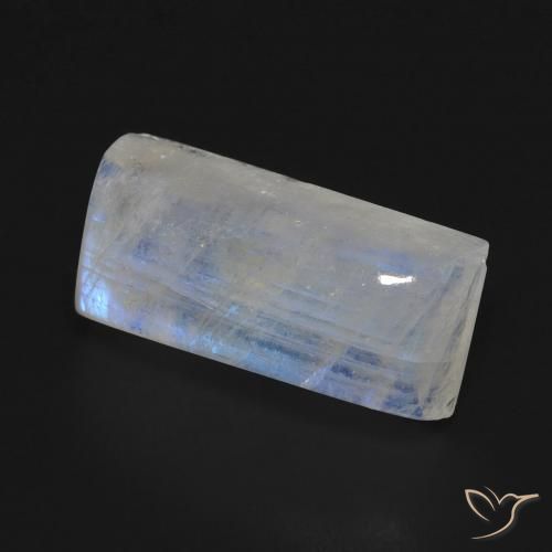 Pietra di luna arcobaleno Bianco bluastro naturale da 7.29 ct, Taglio a baguette, Trasparente