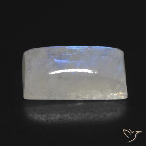 Pietra di luna arcobaleno Bianco bluastro naturale da 7.29 ct, Taglio a baguette, Trasparente