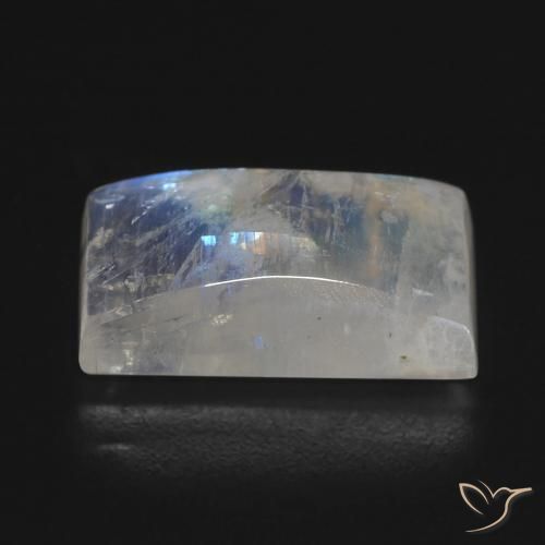 Pietra di luna arcobaleno Bianco bluastro naturale da 7.85 ct, Taglio a baguette, Trasparente