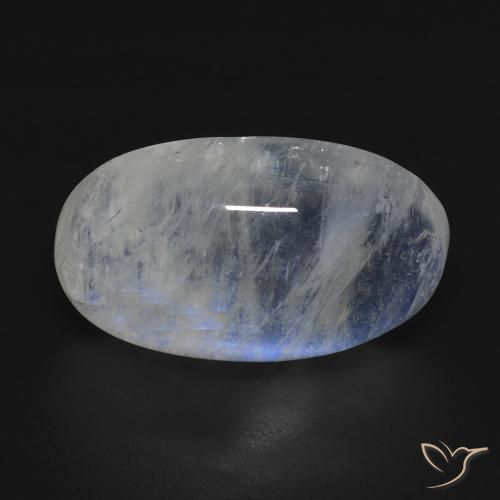 12.73ct Naturale Bianco bluastro Pietra di luna arcobaleno, Ovale, Trasparente