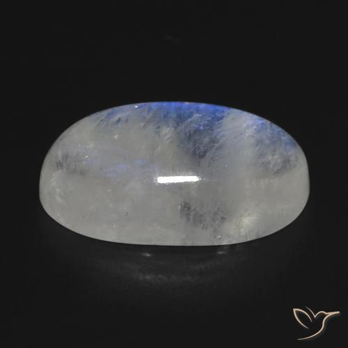 Pietra di luna arcobaleno Bianco bluastro naturale da 12.73 ct, Ovale, Trasparente