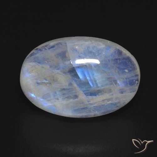 17.11ct Naturale Bianco bluastro Pietra di luna arcobaleno, Ovale, Trasparente