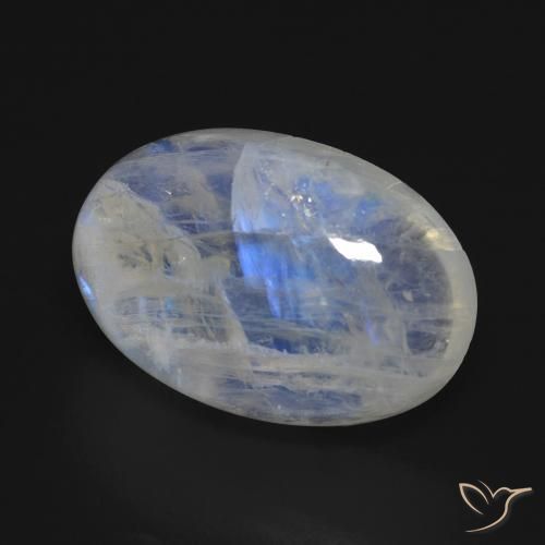 Pietra di luna arcobaleno Bianco bluastro naturale da 17.11 ct, Ovale, Trasparente