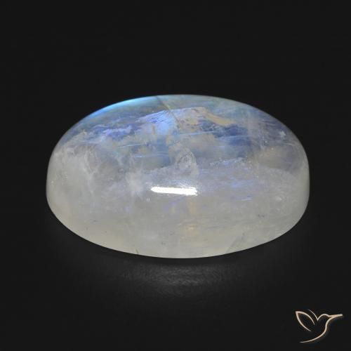 Pietra di luna arcobaleno Bianco bluastro naturale da 17.11 ct, Ovale, Trasparente