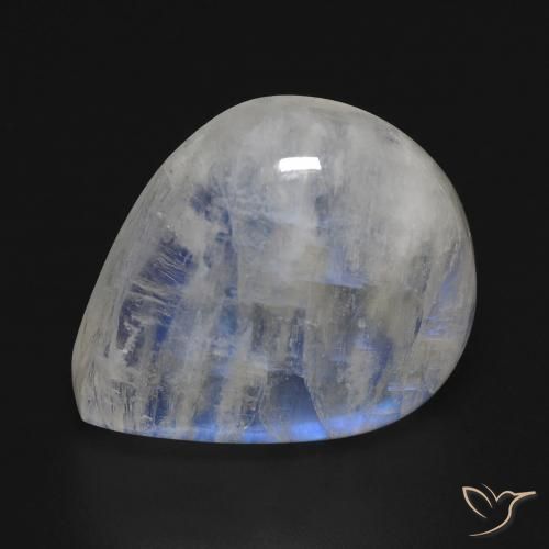 Pietra di luna arcobaleno Bianco bluastro naturale da 16.02 ct, Forma a pera, Trasparente