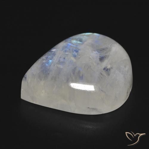 Pietra di luna arcobaleno Bianco bluastro naturale da 16.02 ct, Forma a pera, Trasparente