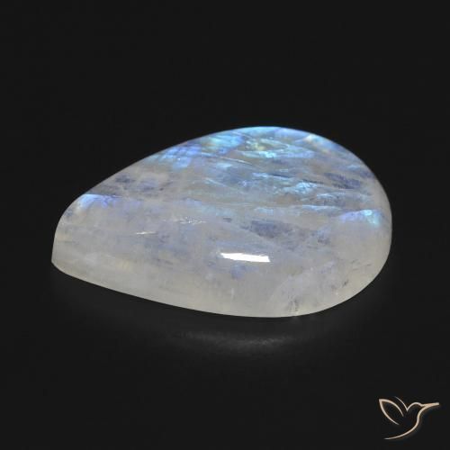 Pietra di luna arcobaleno Bianco bluastro naturale da 9.96 ct, Forma a pera, Trasparente