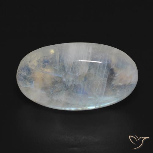 16.54ct Naturale Bianco bluastro Pietra di luna arcobaleno, Ovale, Opaco
