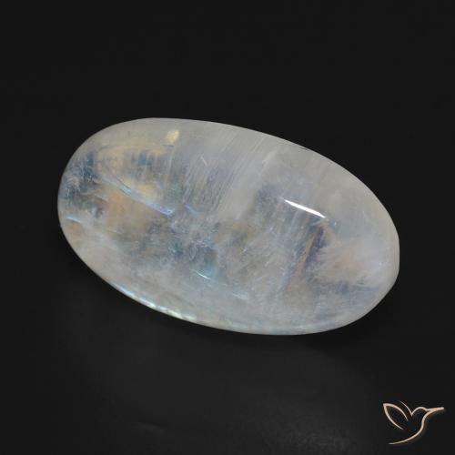 Pietra di luna arcobaleno Bianco bluastro naturale da 16.54 ct, Ovale, Opaco