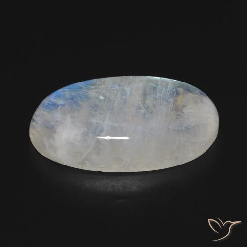 Pietra di luna arcobaleno Bianco bluastro naturale da 16.54 ct, Ovale, Opaco