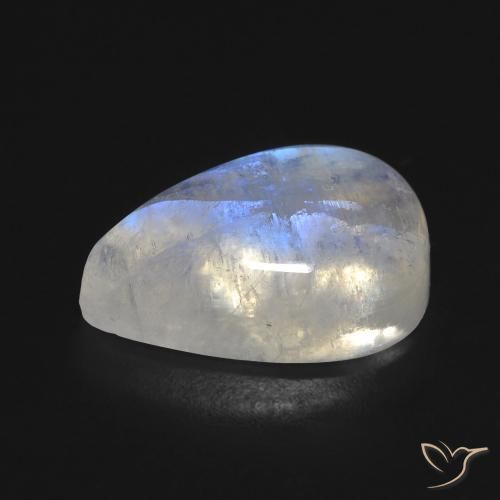 Pietra di luna arcobaleno Bianco bluastro naturale da 8.49 ct, Forma a pera, Trasparente