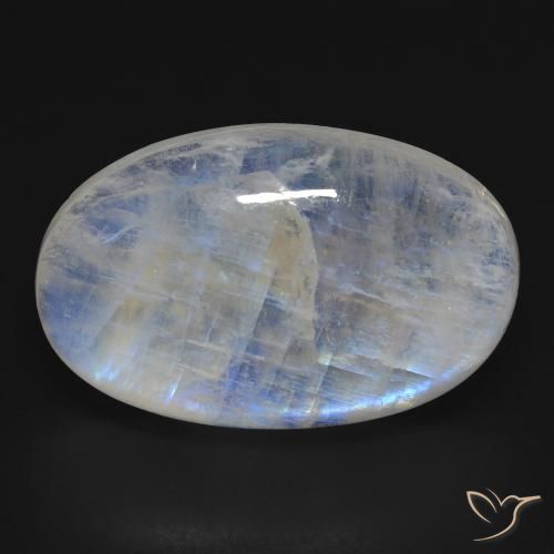 25.56ct Naturale Bianco bluastro Pietra di luna arcobaleno, Ovale, Trasparente