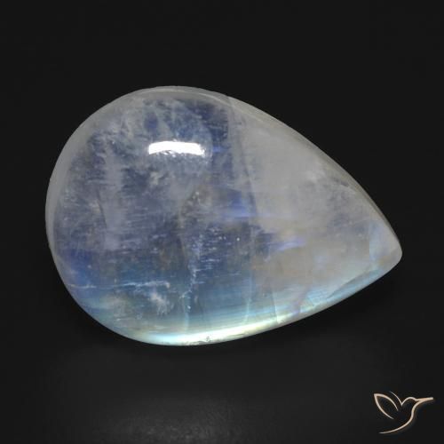 Pietra di luna arcobaleno Bianco bluastro naturale da 16.74 ct, Forma a pera, Trasparente