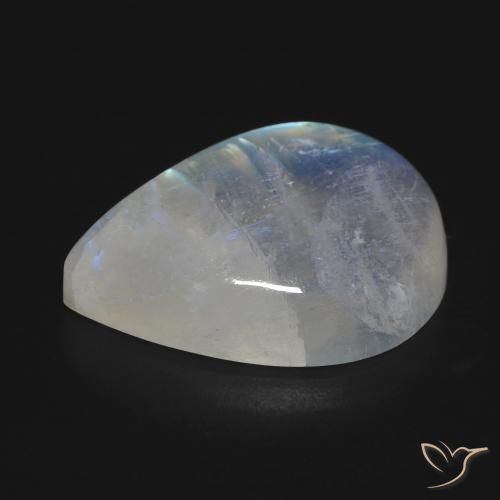 Pietra di luna arcobaleno Bianco bluastro naturale da 16.74 ct, Forma a pera, Trasparente