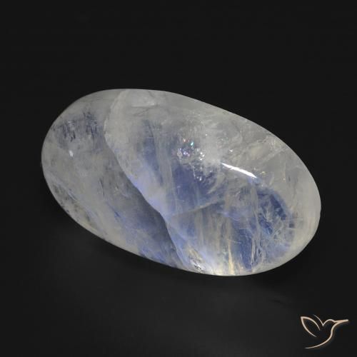 Pietra di luna arcobaleno Bianco bluastro naturale da 20.08 ct, Ovale, Trasparente