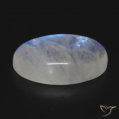 Pietra di luna arcobaleno Bianco bluastro naturale da 20.08 ct, Ovale, Trasparente