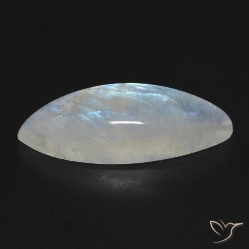 Pietra di luna arcobaleno Bianco bluastro naturale da 12.33 ct, Taglio marquise, Trasparente