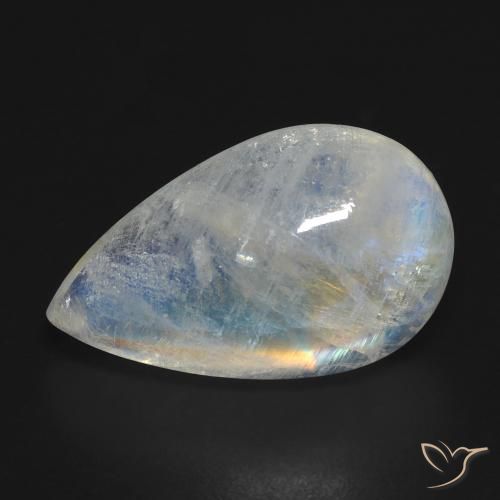 Pietra di luna arcobaleno Bianco bluastro naturale da 10.33 ct, Forma a pera, Trasparente