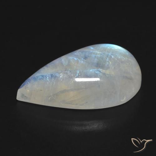 Pietra di luna arcobaleno Bianco bluastro naturale da 10.33 ct, Forma a pera, Trasparente