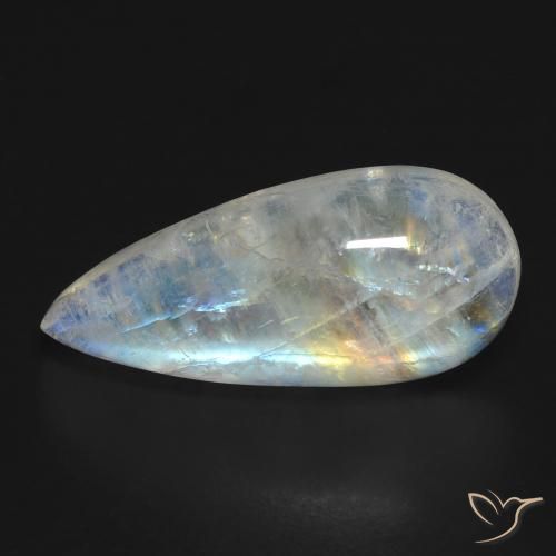 10.83ct Naturale Bianco bluastro Pietra di luna arcobaleno, Forma a pera, Trasparente