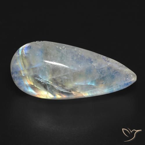 Pietra di luna arcobaleno Bianco bluastro naturale da 10.83 ct, Forma a pera, Trasparente