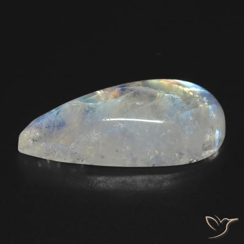 Pietra di luna arcobaleno Bianco bluastro naturale da 10.83 ct, Forma a pera, Trasparente