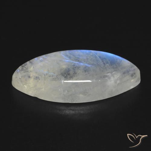Pietra di luna arcobaleno Bianco bluastro naturale da 9.62 ct, Taglio marquise, Trasparente