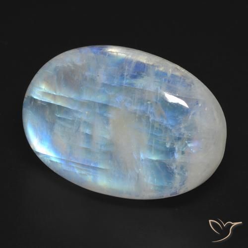Pietra di luna arcobaleno Bianco bluastro naturale da 25.97 ct, Ovale, Traslucido