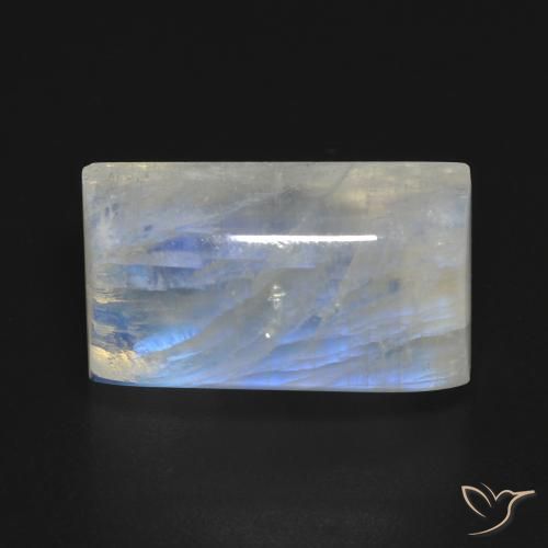 14.72ct Naturale Bianco bluastro Pietra di luna arcobaleno, Taglio a baguette, Trasparente