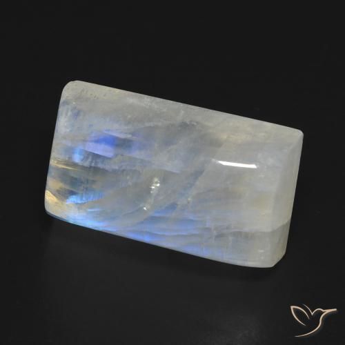 Pietra di luna arcobaleno Bianco bluastro naturale da 14.72 ct, Taglio a baguette, Trasparente