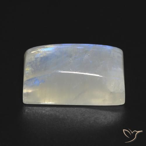 Pietra di luna arcobaleno Bianco bluastro naturale da 14.72 ct, Taglio a baguette, Trasparente