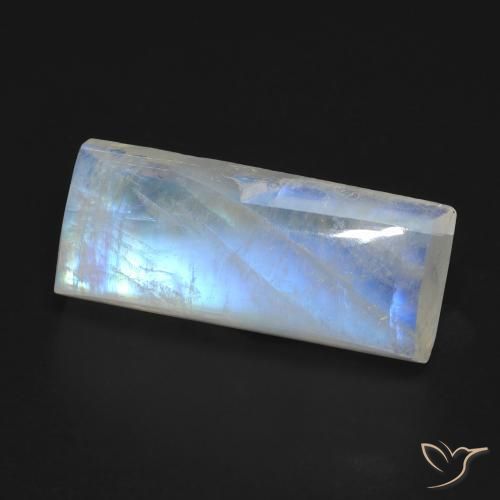 Pietra di luna arcobaleno Bianco bluastro naturale da 9.46 ct, Taglio a baguette, Trasparente